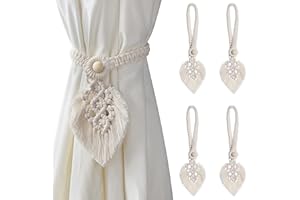 BOZILY 4 Stück Boho Vorhang Raffhalter, Gardinenhalter Raffhalter,Vorhang Seil Schnallen, Vorhang Halter Schnallen Vorhang Binder zur Dekoration von Wohnzimmer, Büro und Schlafzimmer