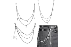 Chaîne De Pantalons En Métal, Smavles 3Pcs Jeans Chaîne en Acier Inoxydable -Hip Hop Punk Couches Pantalon Chaîne Hommes Accessoires pour Femme, Homme, Portefeuille, Pantalon