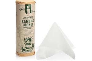 com-four® essuie-Tout, Serviettes Tout Usage en Bambou Absorbant, 24 Feuilles réutilisables par Rouleau, lavables, Produit Naturel respectueux de l'environnement (1 Rouleau de 24 Feuilles - Blanc)