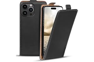 Verco Flip Cover für iPhone 16 Pro Max Case, Flipstyle Schutzhülle für iPhone 16 Pro Max Hülle Tasche vertikal klappbare Handyhülle, Schwarz