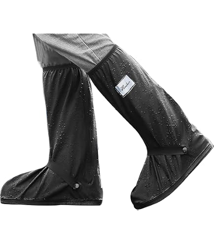 4-Piece Motorcycle Rain Suit – Waterproof Jacket, Trousers, Overgloves & Overboots For Riding In Wet Weather (Size 3XL, Black)