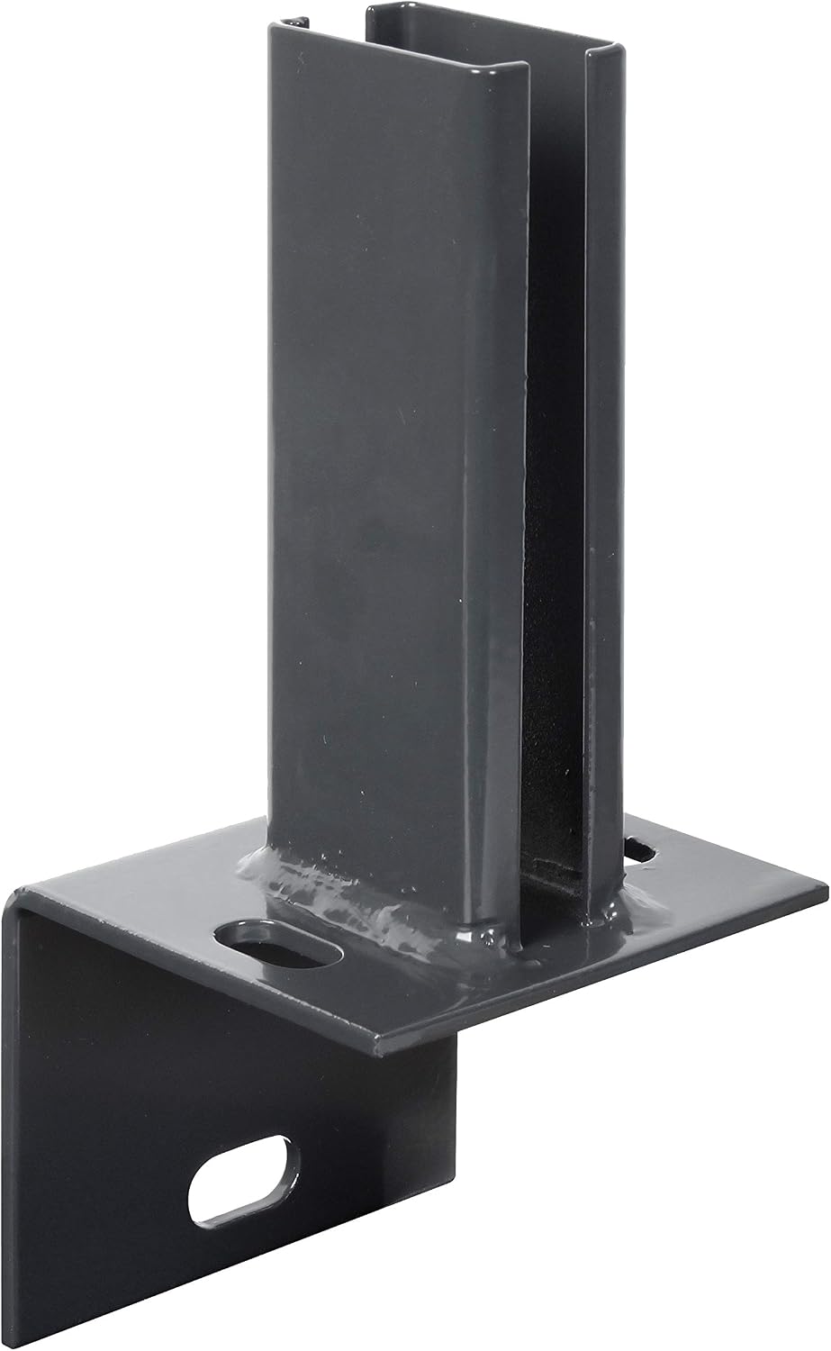 Alberts 686994 Anclaje para postes de cercado en bordillos en L, Para atornillar, Galvanizado en caliente, recubrimiento plástico antracita RAL 7016, Pletina 94 x 100 mm, Para postes 60 x 40 mm