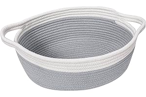 TIMEYARD Aufbewahrungskorb, Korb Geflochten, Geschenkkorb Leer, SpielzeugKorb, Baumwolle Organizer Korb für Windeln, Handtücher, Snacks, Hundespielzeug, Osterkorb, 30 x 20 x 12 cm, Grau