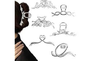 NECDEOL 6 Pezzi Pinze per Capelli in Metallo, Mollettone Capelli Donna Grande, Pinze per Capelli Grandi per Capelli Lunghi e Spessi, Pinza Capelli Antiscivolo, Pinze per Capelli Grandi (Argento)
