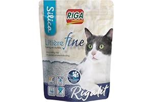 RIGA - Rigalit Fine - Litière Pour Chat - Gel De Silice - Origine Minérale - Hyper Absorbante - Neutralise Odeurs Et Bactéries - Granulométrie Fine Pour Chat Sensible - Durée 1 Mois - 1,6 kg