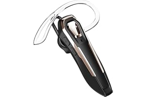 BEVCEFCC Bluetooth Headsets with Noise Canceling Mic Single Earphones Wireless Bluetooth Headset 30Hrs Talking Time Handsfree Bluetooth Earpiece Two Device Connection for Business/Driving Gold