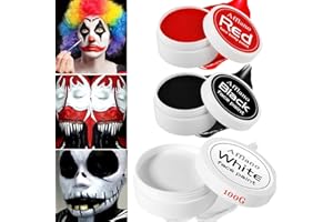 Halloween Clown Makeup Kit Professional Face Body Paint Black White Red, Afflano Joker Zombie Vampire Cosplay Skeleton Costume Fantasy Sfx Special Effects Makeup Set Oil Based Painting for Adults