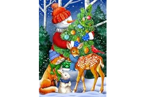 RICUVED Christmas Diamond Painting Kits, 5D Snowman Diamond Painting Kits for Adults Full Drill Diamond Painting Kits Winter Diamond Art Kits Christmas Tree Crystal Picture Art for Home Decor 30x40cm