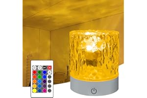 YATOSEEN Lámpara de Ondas de Agua, 16 Colores Luz de atmósfera de proyección de Techo de Ondas dinámicas giratorias con botón de Control táctil y Control Remoto para Dormitorio