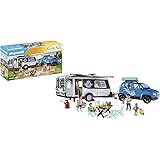 Playmobil Family Fun 71423 Roulotte con auto, Camping, divertimento campeggio versatile nella natura, una vacanza in famiglia