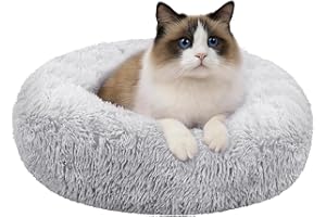 MDDK DY Panier Moelleux pour Chat et Chien, Coussin Rond Antidérapant Lavable - Confortable Design Moderne Taille 50x20 cm (Gris Clair)