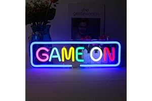 WANXING Game On Neon Sign, Gaming Neon Signs for Wall Decor, Game Neon Lights Signs, Game LED Light up Sign with USB Powered for Game Room,Competition Game,Game Zone (Multicolour)