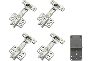 LOOTICH 90 Grado Semi Solapado 26 mm Soft Close Mini Bisagras con Amortiguación Bisagra con Suave Cierre Automatic para Puerta de Mueble Armario de Cocina 4 Piezas