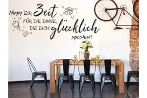 ‎TJAPALO tjapalo® a10 wandtattoo nimm dir zeit um glücklich zu sein modern Wandtatoo Esszimmer Küche Wandaufkleber Wandsprüche für Wohnzimmer, Farbe: Schwarz, Größe: B100xH38cm