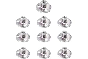 AOKTORKIT 10Pcs M12 Brad Hole Tee Nuts Carbon Steel T-Nuts Female Thread Insert Tee Nuts Round Base Screw-in Flange Nuts for Fixing Connection Furniture