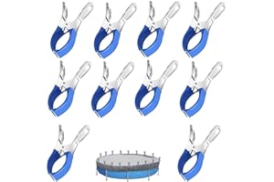 BlauHaus Lot de 10 Pinces en métal pour Piscine Hors Sol - Pince Bache Piscine avec Forte Force de Serrage, Pince à Ressort pour bache Sol Piscine Protection Contre Le Vent. (Pince Simple)