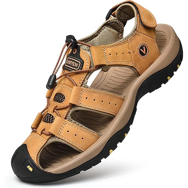 SK Studio Sandali Sportivi Uomo - Sandali Da Trekking In Pelle, Comodi Per Escursionismo Ed Estate - Foto 9