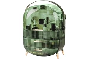 SUYOO Makeup Organiser Storage Box, Cosmetics Display Case with Cover, Dust Proof Waterproof Cosmetics Storage Box Suitable for Bathroom Countertop and Bedroom Vanity Dresser (Retro Green)