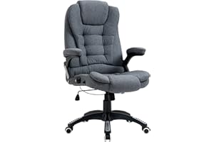 Vinsetto Krzesło biurowe Ergonomiczne krzesło komputerowe Odchylane oparcie Obrotowe siedzisko Regulowana wysokość Tapicerowany podłokietnik Szary