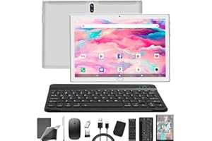 ‎FEONAL 2025 Neueste Tablet 10 Zoll, 4G LTE Tablets Mit 2 SIM 1 SD, 3-in-1 Android Tablet Mit Tastatur Maus Stift-64GB ROM 512GB TF |Octa-Core |1080P FHD |13MP |6000mAh |Bluetooth |WLAN GPS Typ C-Silber