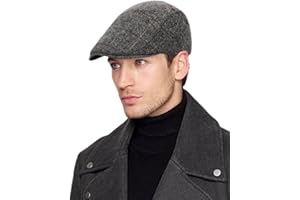 TRABIG Berretto Piatto Invernale Uomo in Tweed a Spina di Pesce, Cappello Uomo Regolabile, Plaid Coppola Unisex Basco Piatto Baschi Newsboy Flat cap Autunno/Inverno Scozzesi per Regalo