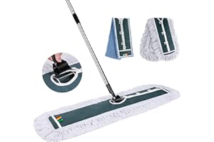 Myiosus 105 cm industrieller kommerzieller Baumwoll-Staubwischer – extra breite Bodenwischer mit Mikrofaser und Wattepads, professioneller flacher Mopp für Büro, Garage, Einkaufszentrum, Hotel,