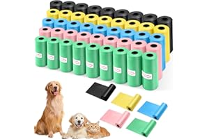 EOPUOZS 675 Pièces sac a Crottes Chien, Portable et Anti-Fuite Ramasse pour Chiens, 30 x 21,5 cm, Matériau en Polyéthylène, 5 Couleurs, Adaptés aux Sorties (45 Rouleaux de 15 Chacun)