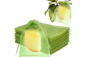 CHONGQILAO Sachet Protection Raisin 17 x 23 cm, 50 Pièces Sac de Protection Fruits, Vert Sac Organza avec Cordon Sacs Filets Protection, pour Protéger Contre Guêpes Oiseaux et Autres Insectes