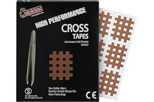 ALPIDEX Cross Tape 180 Pièces - Taille A Beige Cross Patch Taille Pincette Incluse Pansement à Grille Acupuncture Point Douloureux Crosstape