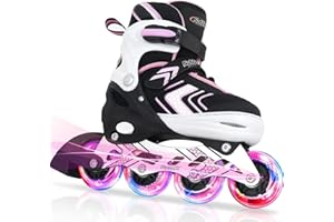 NATTORK Kids Adjustable Inline Skates - Blades Roller Skates Kids with Light up Wheels
