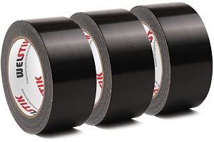 WELSTIK Duct Tape 1.88" x 30 yd Waterproof Fabric Gaffer Tape for Repairs, DIY, Crafts, Indoor & Outdoor,Black,3 Pack