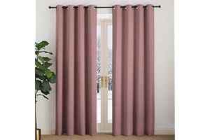 NICETOWN Altrosa Gardinen 220 cm Lang Vorhänge Verdunkelung Ösenschal 2er Set H220 x B140 cm, Thermovorhang gegen Kälte Übergardinen Wohnzimmer Vorhang Modern Wärmeschutzvorhang