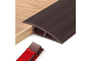 ANKEKOLYSTAR Soglia di Dislivello Pavimento in PVC, Profilo di Transizione Pavimento per Dislivello di, Pavimento Bordo Autoadesivo (Noce nera, 10~15mm(H),2M(L))