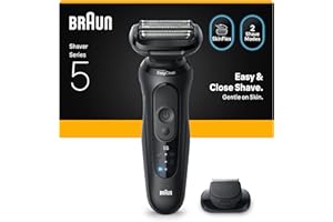 Braun Series 5 Golarka elektryczna, Do 50 minut, nasadka precyzyjnego trymera, bezprzewodowa, maszynka dla mężczyzn do golenia na mokro i na sucho, w 100% wodoodporna, 52-N1200S, Czarny