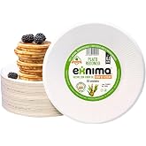 EXNIMA, Pack of 50, 100, 200, 500 or 1,000 Biodegradable Disposable Plates, Made of Sugarcane Fibre, Natural, 100% Biodegrada