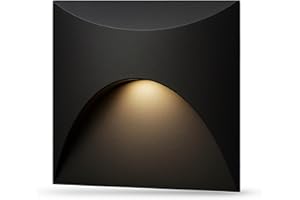 ‎LAMBADO lambado® LED Treppenbeleuchtung Schwarz für Innen & Aussen | IP65 Wasserschutz | 230V Unterputz Treppenlicht 3W Warmweiss | Wandeinbauleuchte für Treppen | Treppenstufenbeleuchtung