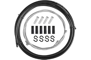 FANGEHONG Cavo del Freno Della Bicicletta, 2.5m Guaina Freno Bici, Filo Freno Bici per Anteriore e Posteriore, Universale Della Bicicletta Cavo Cambio con Tappi per MTB Montagna e Bicicletta da Strad (Nero)