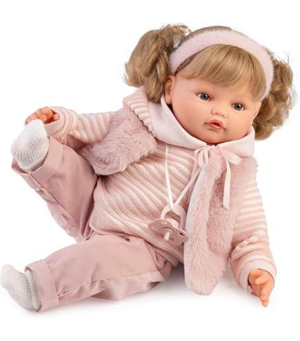 Muñeca Beni Lloro Pichi De 42 Cm Con Mecanismo De Llanto - Cuerpo De Tela Y Ropa De Algodón Orgánico, De La Colección Antonio Juan