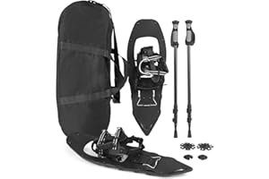 GYMAX Juego de Raquetas de Nieve 3en1, Bastones de Trekking, Bolsa de Transporte, 53/63/76 cm Raquetas de Nieve de Aluminio, Excursiones de Montaña y Trekking, para Adultos y Jóvenes