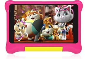 Byxsb Kids Tablet 7 Inch, Android 13 Tablet for Kids Quad Core 5GB RAM 32GB ROM Quad Core, Dual Camera,WiFi, Parental Control Tablets with Kid-Proof Case for Girls and Boys(Pink)