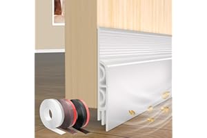 KAYLEINSTER Draft Excluder for Doors,Self Adhesive Door Draught Excluder Strip for Soundproofing and Energy Efficiency,Rubber Bottom Seal Strip Under Door Draft Stopper Seals(1m,White)