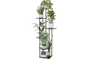 Bamworld Soporte de metal para plantas de 6 niveles, color negro y alto, para ahorrar espacio, para salón, balcón y esquina, taburete para flores y estante decorativo para interiores