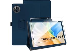 zZjoOoj Hülle Compatible with Doogee U11 / Doogee U11 Pro 11 Zoll Tablet Schutzhülle,Tablet Protection Bundle with 1 Stück 9H Härte Anti-Kratzen Folie, Vertical Stand Function,Marineblau