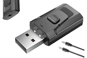 SHANFEILU USB Bluetooth 5.0 Adapter 4-in-1 Wireless Stereo Audio Transmitter Receiver Adapter with 3.5mm AUX for Car Aux PC TV Speaker Home Audio System