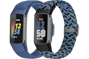 Yunshare Elastyczna, pleciona bransoletka kompatybilna tylko z Fitbit Charge 6/Fitbit Charge 5, regulowana, rozciągliwa tkanina nylonowa, bransoletka zastępcza do Fitbit Charge 6/Charge 5, dla kobiet