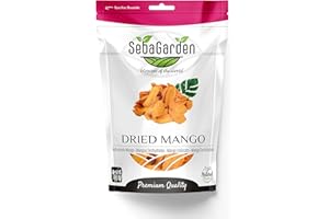 Seba Garden Dried Mango Slices 1kg- Choose Great, Big Strips, No Artificial Coloring, South African Dried Mango Strips- Ziplock Bag