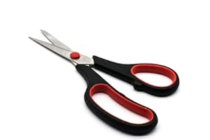 GOLDEN BEADS Multi Use Mini Scissor Snips - Handy, Small, Sharp and Strong. Soft Grip for Easy Control. Fine Edge, Stainless Steel Blades Produce Perfect Cutting Results. (Red)