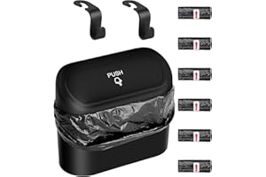 AXNSATRE Car Bin, Car Trash Can with Lid, Multifunctional Mini Trash Bin for car with 90 Pcs Trash Bags & 2 Car Hooks, Push-on Design Car Bins, Cute Car Accessories, Car Rubbish Bin for Car Tidy