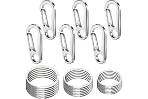 FUYIHGL 6Sets Dog Tag Clip Key Ring Clips with 18Pcs Replaceable Dog Tag Rings Split Key Rings for Keychains Jewelry Making Crafts in 3 Sizes, Made of Stainless Steel