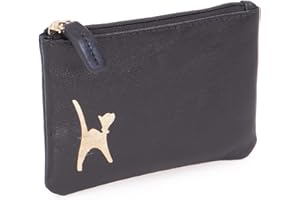 Catwalk Collection Handbags - Vera Pelle - Piccola - Borsellino/Portafoglio/Portamonete da Donna - RFID Protezione - Scatola Regalo - MIMI - NERO ORO